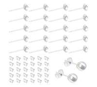 UNICRAFTALE 10 Paar 925 Sterlingsilber Ohrstecker Flache Ohrsteckerablage Silbernem Polster 4mm Metallrohling Ohrstecker Mit 30 Stück Ohrmuttern Für Die Herstellung von DIY Ohrringen Und Schmuck