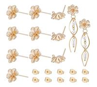 UNICRAFTALE 10 Stück Echte 18K Vergoldete Blumen Ohrstecker Rohlinge Mit Ösen Ohrstecker Stiften Und Schmetterlings Ohrringverschlüssen Aus Edelstahl Für Die Schmuckherstellung Zum Selbermachen