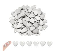 UNICRAFTALE 100 Stück Herz Anhänger Edelstahl Stanz Anhänger Blanko Herz Anhänger Metall Kleine Liebesanhänger 10mm Lang Für Die Herstellung von DIY Armbändern Und Halsketten Mit Schmuckzubehör