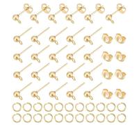 UNICRAFTALE 100Stk Kugel Ohrstecker Goldene DIY Kugel Ohrring Zubehör Mit Ohrring Verschlüsse Offenen Biegeringen Hypoallergen 304 Edelstahl Ohrstecker Für DIY Ohrring Schmuckherstellung