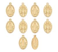 UNICRAFTALE 10Stk 20mm Echt 18 Karat Vergoldet Oval Jungfrau Maria Anhänger Legierung Jungfrau Maria Charms Medaillen Anhänger Metall Charms Für DIY Weihnachten Halskette Armband Schmuckherstellung
