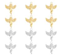 UNICRAFTALE 12 Stück 2 Farben Schutzengel Edelstahl Metallflügel Doppelseitiger Anhänger - Gold für Armbänder und Ohrringe - Schmuckherstellungszubehör