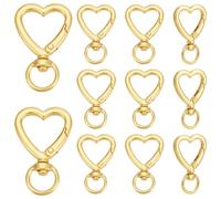 UNICRAFTALE 15 Stück Golden Heart Schwenkverschlüsse Trigger Feder Schlüsselanhänger Schnalle Verschluss Haken Schlüsselanhänger Ring Schnallen Mode Clips Für Schlüsselanhänger Loch 11x9mm