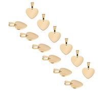 UNICRAFTALE 16pcs Herz Gravierbar Anhänger Golden Smooth Rohlinge Heart Charms Edelstahl Stamping Herz Metall Anhänger Valentinstag Charms Für Halskette Schmuckherstellung 16mm, 5x3 mm Loch