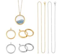 UNICRAFTALE 2 Set Medaillon Anhänger Edelstahl 2 Farben Schwimmend Glas Bilderrahmen 23mm Schmuck Halskette Living Memory