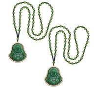UNICRAFTALE 2 Stück Lachender Buddha Anhänger Halskette Buddha Perlenkette Grüne Imitation Jade Buddha Guanyin Kristall Perlenkette Glücksamulett Schmuck Geschenk Für Frauen Männer 61cm