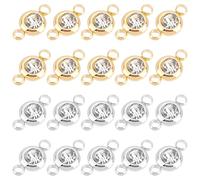 UNICRAFTALE 20er Set 2-farbige Glas-Verbindungsanhänger, 12x6.5 mm Edelstahl Kristall Armbänder Anhänger, Strass, Diamant, Flach, Rund, Halskettenanhänger für Schmuckherstellung