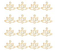 UNICRAFTALE 20Stk 1.6mm Loch 201 Edelstahl Lotus Charms Flache Yoga Verbindungs Anhänger Metall für DIY Halsketten Armband Ohrring Schmuckherstellung
