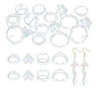 UNICRAFTALE 24 Stück Glas Windglocken Perlen 4 Stile Klare Glas Blumen Endkappen Tulpental Glocken Blütenperlen Für Schmuckherstellung Ohrringe Armband Halskette Dekoration Charm Loch 1,2 2,8mm