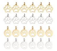 UNICRAFTALE 24 Stück Hundepfoten Anhänger 2 Farben 2 Stile Hypoallergen Edelstahl Mit Jump Rings 13-14 mm Für Halsketten Armband Schmuckherstellung