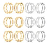 UNICRAFTALE 24Stk 2 Farben Huggie Hoop Ohrringe 26mm Ohrkragen Kleine Ohrringe Edelstahl Runde Ohrringe Ohrhaken Komponenten Schmuckgeschenk Für DIY Schmuckherstellung