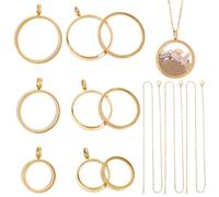 UNICRAFTALE 3 Set 18 Karat Vergoldete Memory Medaillon Anhänger Edelstahl Flach Rund DIY Herstellung Set Bild Foto Halsketten Kristall Medaillon Anhänger Schwimmender Glas Charm Zur Schmuckherstellung