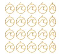 UNICRAFTALE 30 Stück Goldene Wellen Charms Flach Rund Mit Welle Edelstahl Anhänger Ozean Anhänger Lasergeschnitten Hypoallergene Metall Charms Für Outdoor Liebhaber Surf Kletterer 17x15 mm