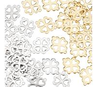 UNICRAFTALE 40Stk 2 Farben Vierblättriges Kleeblatt Anhänger Edelstahl Kleeblatt Glücksbringer Kettenanhänger Kleine Metall Charms zum Armband Für DIY Glück Keschlüsselanhänger Schmuckherstellung