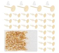 UNICRAFTALE 500Stk Golden Ohrstecker Rohling Mit Ohrmuttern 304 Edelstahl Flach Ohrstecker Hypoallergene DIY Ohrring Zubehör Metall Ohrstecker Ohrring Haken Für DIY Ohrringe Schmuckherstellung