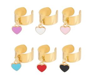 UNICRAFTALE 6 Stück Charm Ringe Aus Edelstahl Verstellbare Ringe Mit Herzanhängern Damenring Bunte Charm Ringe Für Weihnachts Und Neujahrsgeschenke Offene Fingerringe Für Schmuckgeschenke