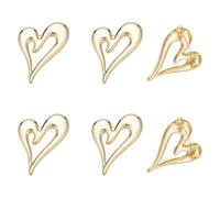 UNICRAFTALE 6 Stück Goldene Herzbrosche Aus Legierung Liebes Anstecknadel Für Hijab Valentinstags Anstecknadel Große Herzbrosche Für Kleidung Damen Modeschmuck Dekorationsaccessoires 56x41mm