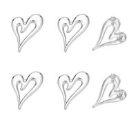 UNICRAFTALE 6 Stück Platin Herzbrosche Aus Legierung Liebes Anstecknadel Für Hijab Valentinstags Anstecknadel Große Herzbrosche 56x41mm Für Kleidung Damen Modeschmuck Dekorationsaccessoires
