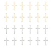UNICRAFTALE 60 Stk 2 Farben Edelstahl Kreuz Verbinder Charms Ostern Kruzifix Kreuz Charms Doppelloch Seitliche Kreuz Verbindungen Anhänger Für Armband Halskette Schmuckherstellung 23 mm
