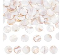 UNICRAFTALE 70 Stück Muschel Anhänger Weiße Capiz Muscheln 20mm Flach Rund Natürlicher Anhänger Meer Ozean Sommer Scheiben Charm Zur Schmuckherstellung Windspiel Ohrringzubehör