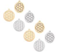 UNICRAFTALE 8 Stück Blume des Lebens Charms Edelstahl Blume des Lebens Anhänger Hypoallergen Lebensblume Charms Für DIY Ohrring Halskette Schmuckherstellung, Golden Und Edelstahl Farbe