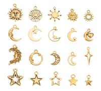 UNICRAFTALE 80 Stück 20 Stile Sonne Mond Stern Serie Anhänger Ohrring Charms Anhänger Tibetischen Stil Antik Golden Kleine Anhängers Für Armband Halskette Schmuckherstellung