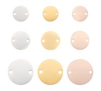 UNICRAFTALE 9 Stk 3 Farben 10/12/16mm Laser Gravur Rohlinge Tags Anhänger 201 Edelstahl Metall Rohlinge Verbindungs Anhänger Gravierbare Flache Runde Rohlinge Verbinder Charms Für Schmuckherstellung