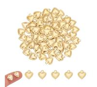 UNICRAFTALE Ca. 100 Stk Golden Puffy Heart Charms 304 Edelstahl Anhänger 1mm Small Hole Herz Anhänger Metall Valentinstag Charms Für DIY Halskette Armband Ohrring Schmuckherstellung 10x8x0.8mm