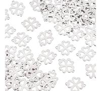UNICRAFTALE Ca. 100 Stk Vierblättriges Kleeblatt Verbindung Anhänger Edelstahl Anhänger 1mm Löcher Verbindung Charms Blatt Charms Für Die Schmuckherstellung, 15.5x12 mm