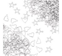 UNICRAFTALE Ca. 200 Stk Stern Herz Anhänger 304 Edelstahl Weihnachten Stern Charms 1.2~1.4mm Loch Herz Charms Anhänger Für DIY Armband Halsketten Schmuckherstellung