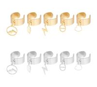 UNICRAFTALE Edelstahl Charm Ring Damenring Gothic Ringe Blatt Blitzschlagschlag Herz Anhänger Ring Verstellbarer Ring Offene Manschette Fingerring Sets Für Urlaubsgeschenke Schmuckring