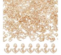 UNICRAFTALE etwa 120 Stück Goldene Anker Anhänger Charm Ozean Thematik Kunststoff Perle Maritime Nautik Halskette Charms Vintage Anker Anhänger für DIY Matrose Marine Ornamente Schmuckherstellung