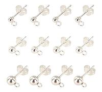 UNICRAFTALE Über 30 Stk 3/4/5mm Kugel DIY Ohrstecker Edelstahl DIY Ohrringe Zubehör Hypoallergener Kugel Ohrstecker Silber Damen Ohrringe Selber Machen Set Für DIY Ohrringe Schmuckherstellung