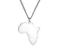 UNIFT Afrikanische Karten-Halskette für Damen und Herren, Edelstahl, minimalistisch, ethnisch, schick, Afrika, Mutterland, Kontinent, Umriss-Anhänger, Halskette, Hip-Hop-Schmuck, Edelstahl, Kein
