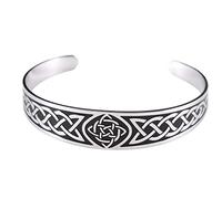 unift Armband mit keltischem Knoten für Damen und Herren, Edelstahl, Kreuz, Triquetra, keltisch, offen, Armreif, Vintage, Wikinger-Symbol, Norse, Irish, Amulet, Schmuck, Einheitsgröße, Edelstahl, Ohne