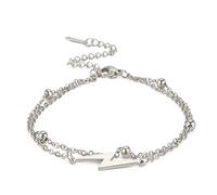 UNIFT Blitz-Armband Für Frauen Männer Edelstahl Charme Einfach Geschichtetes Armband Mode Zierliche Blitz Perlen Doppelschicht Armband Schmuck Geschenke (Silber 1)