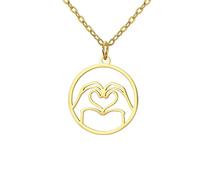 UNIFT Coole Handgeste-Halskette für Damen und Herren, Edelstahl, Gebärdensprache, Halskette mit Herz/I Love You/OK/Thumbs Up Edgy Bold Punk Rock Schmuck Geschenke, Einheitsgröße, Edelstahl, Kein