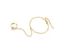 UNIFT Handketten-Armbänder für Damen, Edelstahl, verstellbar, Herz oder vierblättriges Kleeblatt, Ring, Kette, Armband, trendiges, zierliches Schmuck-Set, Geschenke, adjustable, Edelstahl, Kein