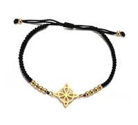 UNIFT Hexenknoten Armband für Frauen Männer Edelstahl Magie Hexerei Hexenknoten mit einer Perle buntes Geflecht einstellbar Wiccan-Schmuck (Gold-B)