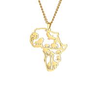 UNIFT Karte Anhänger Halskette für Frauen Männer Edelstahl Personalisierte Minimalistische Ausgehöhlt Charme Afrika Karte Umriss Anhänger Halsketten Schmuck (Gold 5)