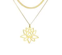 UNIFT Lotus-Halskette für Frauen aus Edelstahl mit zierlichem Yoga-Symbol, Chakra-Lotusblumen-Anhänger, spiritueller Schmuck, inspirierende Geschenke (Gold 1)