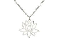 UNIFT Lotus-Halskette für Frauen aus Edelstahl mit zierlichem Yoga-Symbol, Chakra-Lotusblumen-Anhänger, spiritueller Schmuck, inspirierende Geschenke (Silber)