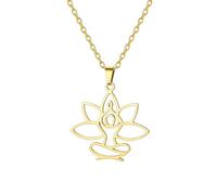 UNIFT Lotus-Meditations-Halskette für Damen, Edelstahl, Om, Yoga, spirituelles Symbol, ausgehöhlt, hinduistisches Yoga-Schmuck, inspirierendes Amulett, Geschenk