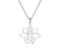 UNIFT Lotus-Meditations-Halskette für Damen, Edelstahl, Om, Yoga, spirituelles Symbol, ausgehöhlt, hinduistisches Yoga-Schmuck, inspirierendes Amulett, Geschenk