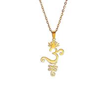 UNIFT Lotusblume Om Halskette für Frauen Edelstahl Chic Aum Om Ohm Lotus Blume Anhänger Halskette Hindu-Meditation Schmuck Geschenk, Edelstahl, Kein Edelstein