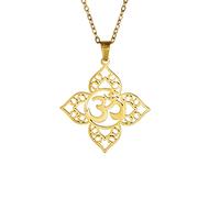 UNIFT Om Lotus Halskette für Frauen Edelstahl Chic Aum Om Ohm Sanskrit Symbol Anhänger Halskette Hindu Spirituelle Amulett (Gold)