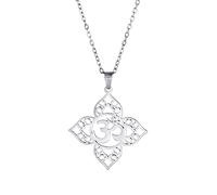 UNIFT Om Lotus Halskette für Frauen Edelstahl Chic Aum Om Ohm Sanskrit Symbol Anhänger Halskette Hindu Spirituelle Amulett (Silber)