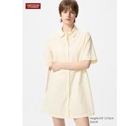 Uniqlo - Baumwolle Kleid (kurz, Kurzarm, Bestickt) - Off White - L
