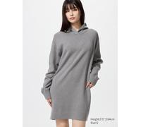 Uniqlo - Baumwolle Kleid (soft, Kapuze) - Grau - XXS