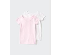 Uniqlo - Baumwolle T-shirt (2er-set, Gerippt, Lochmuster) - Rosa - 12 - 18 Monate (80 cm)